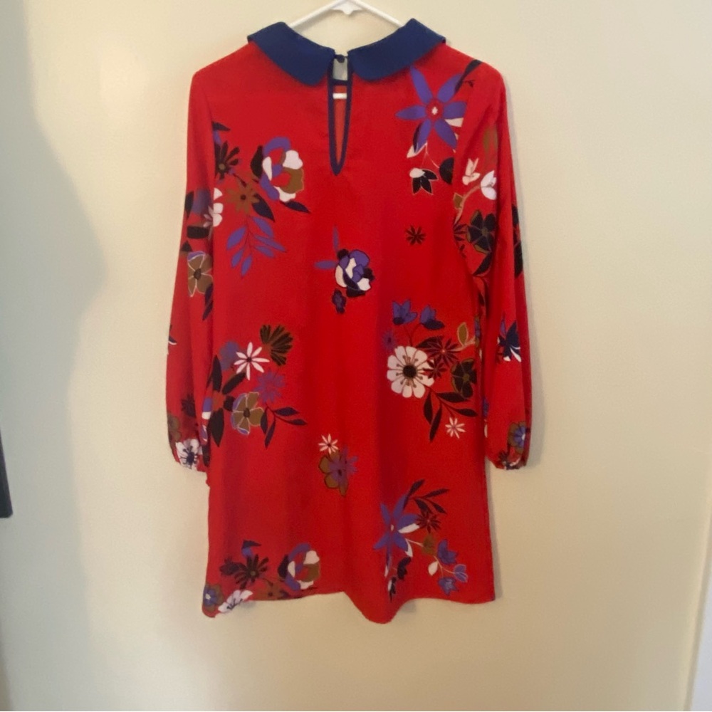 Modcloth Red Dress with Peter Pan Navy Collar Small - Picture 3 of 7